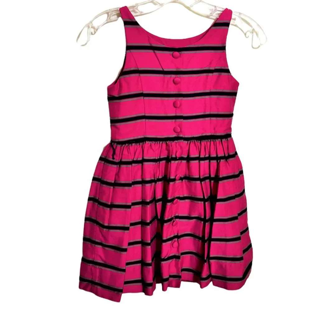 Girl's Ralph Lauren Pink Striped Sleeveless Button-Down Back Dress, Size 8